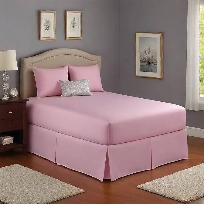 9 Inch Drop Bed Skirt Pink Solid Egyptian Cotton 1000TC