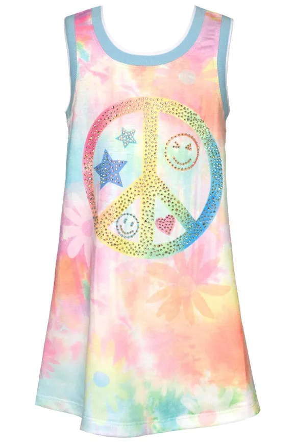 A-Line Dress w/ Peace Sign Print