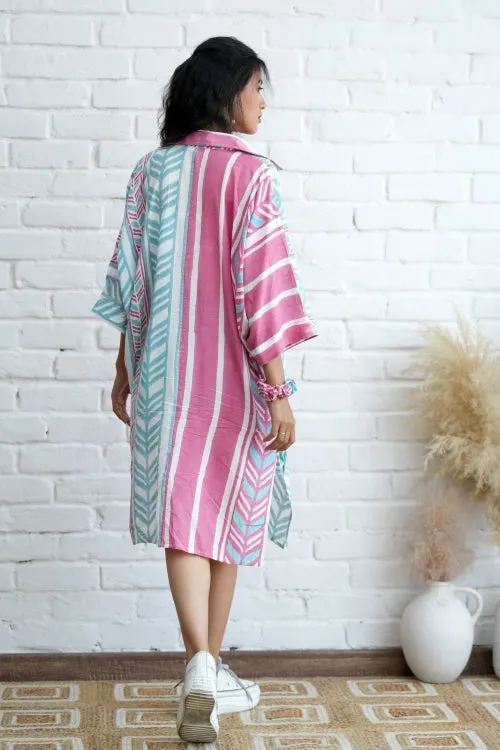 Barbie In Pink Hand Block Printed Oversize Shirt