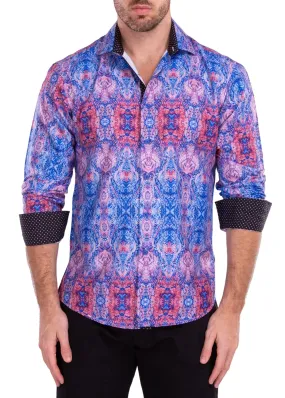 BeSpoke Mens Fancy Print Long Sleeve-Blue/Pink