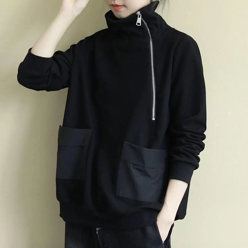 Black Plus Sizes Warm Long Sleeves Casual Hoodies