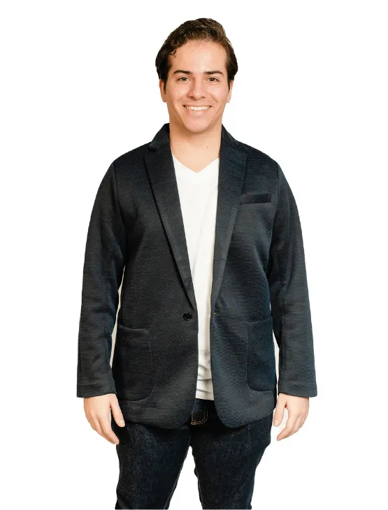 Blue-Black Casual Knit Blazer