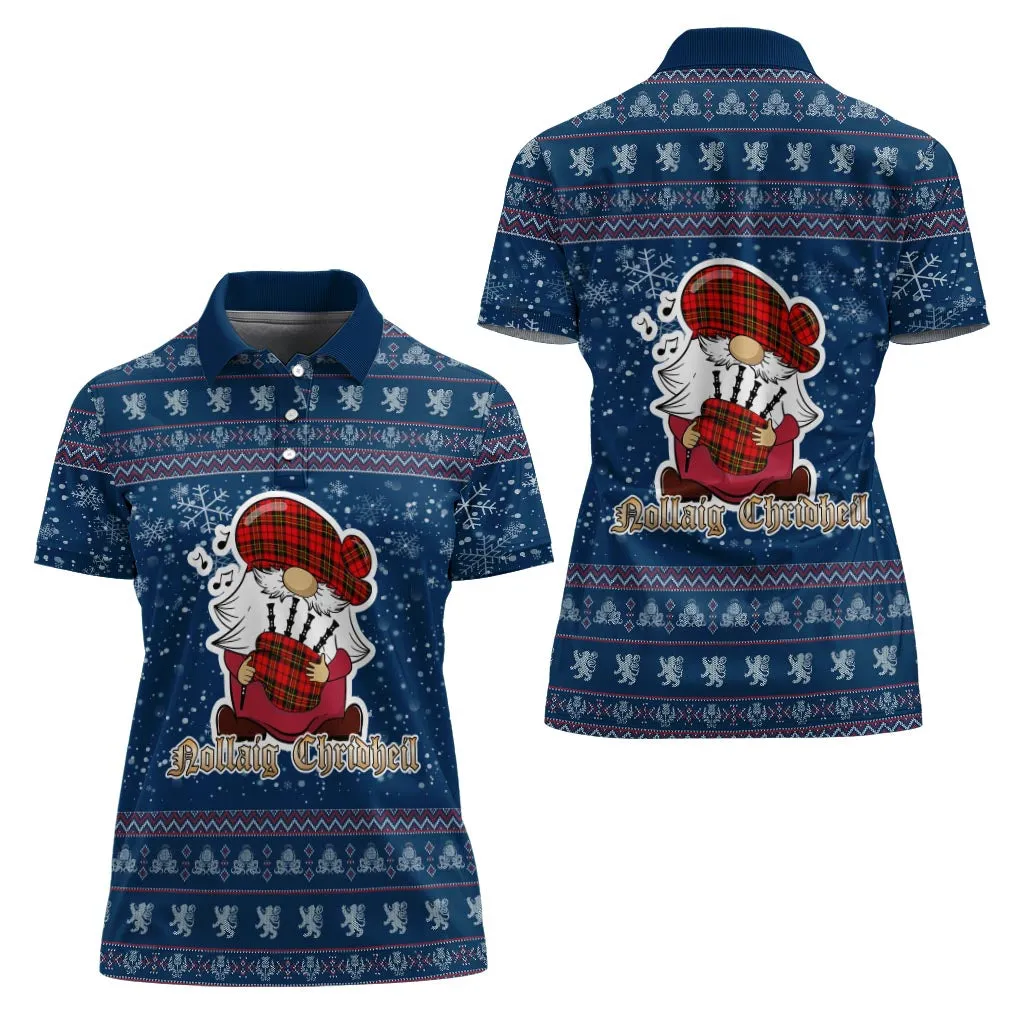 Brodie Modern Clan Christmas Family Polo Shirt with Funny Gnome Playing Bagpipes