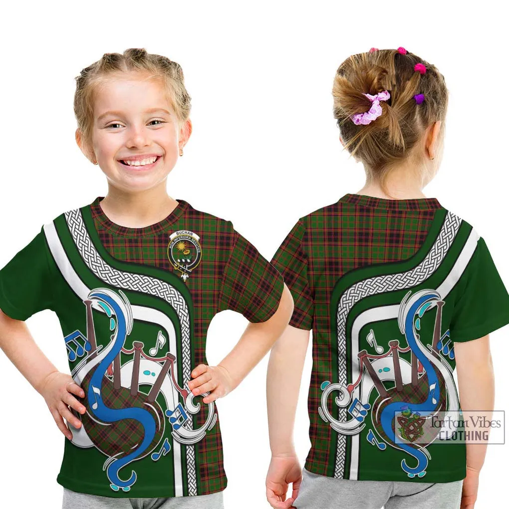 Buchan Tartan Kid T-Shirt with Epic Bagpipe Style