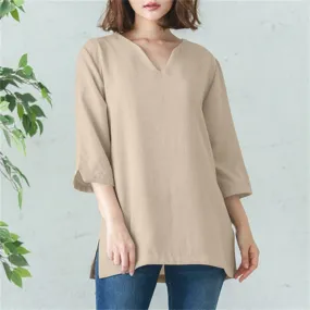 Casual V-neck Cotton Shirt