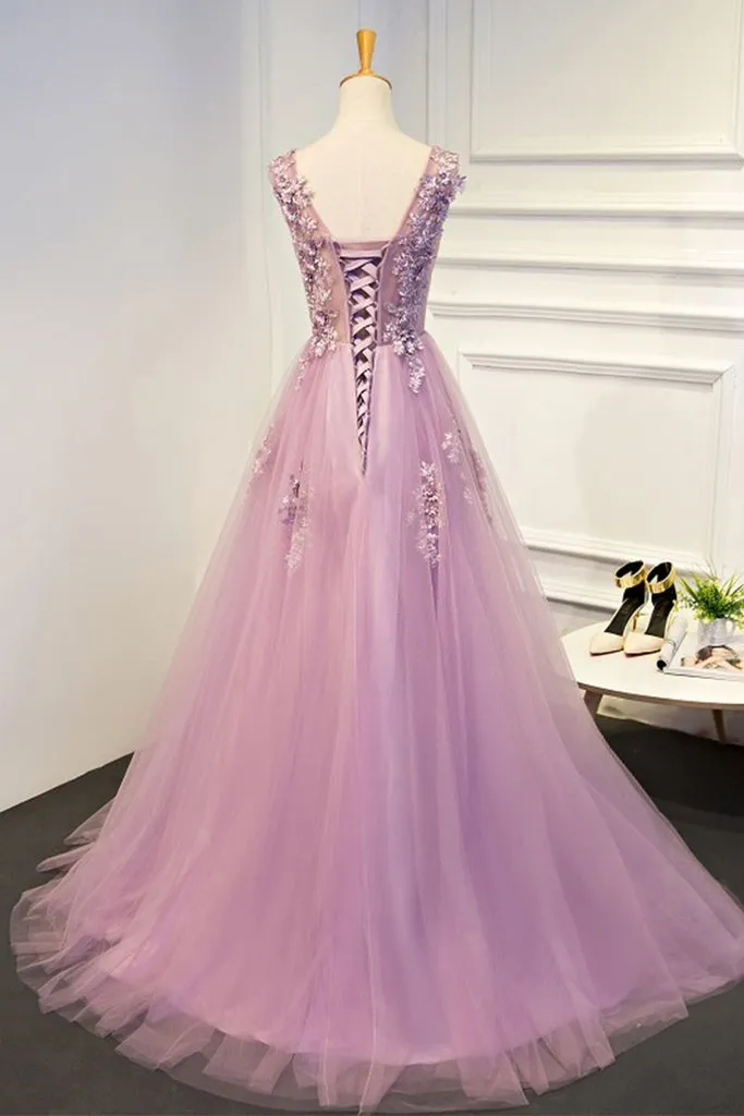 Chic  A-line Scoop Long Cheap Lilac Prom Dresses/Evening Dresses, TYP1343