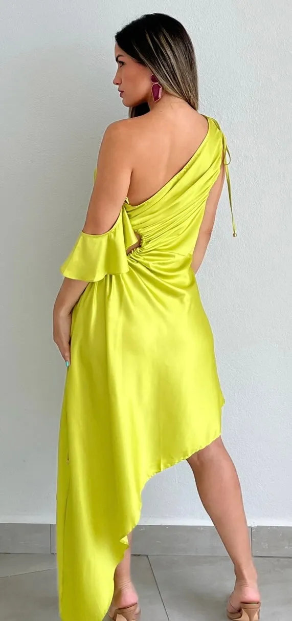 Chic Sensibility Satin Asymmetrical Dress