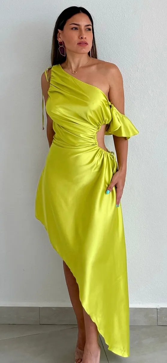 Chic Sensibility Satin Asymmetrical Dress