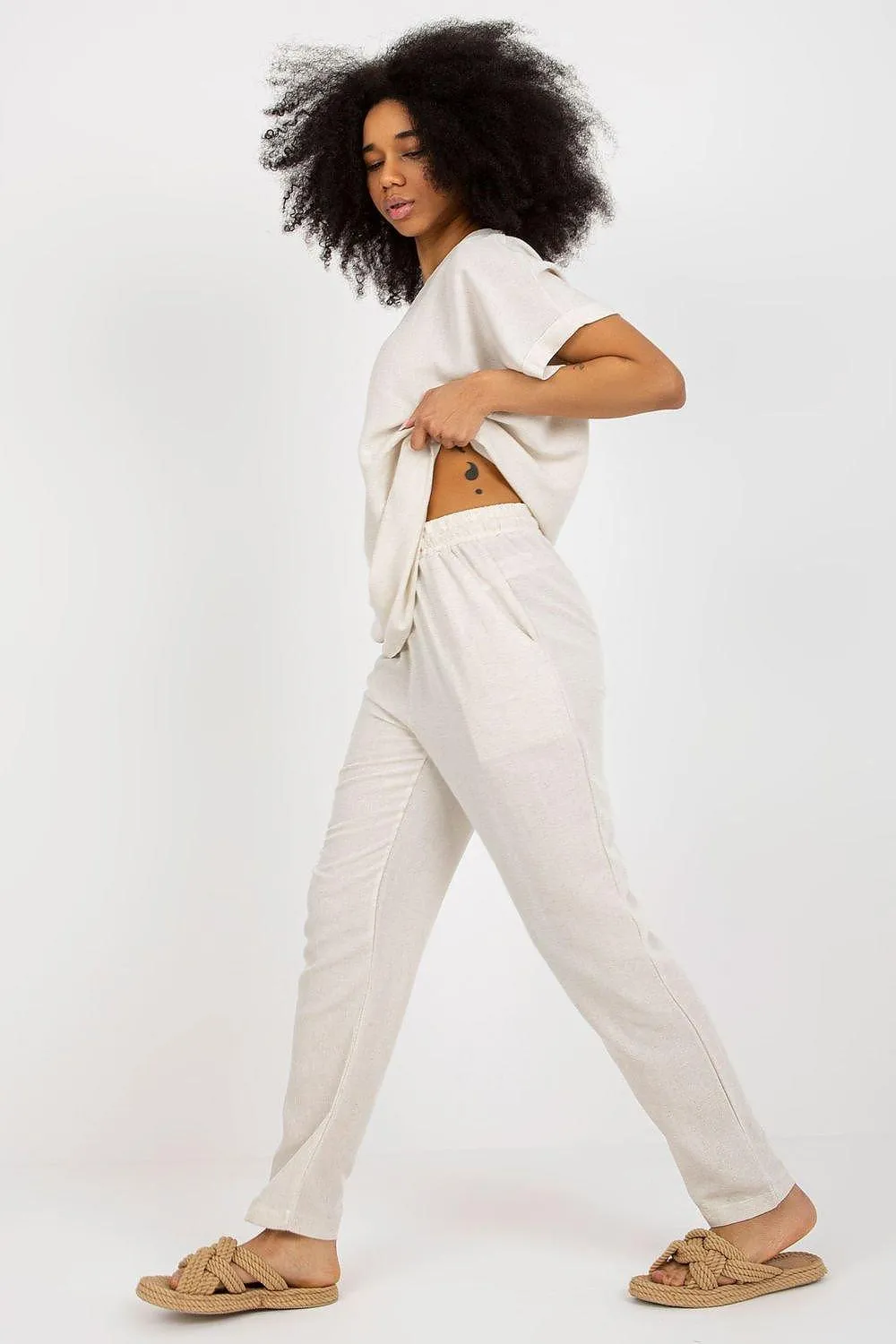 Chic Summer Set: Parisian Blouse & Tailored High-Waisted Pants