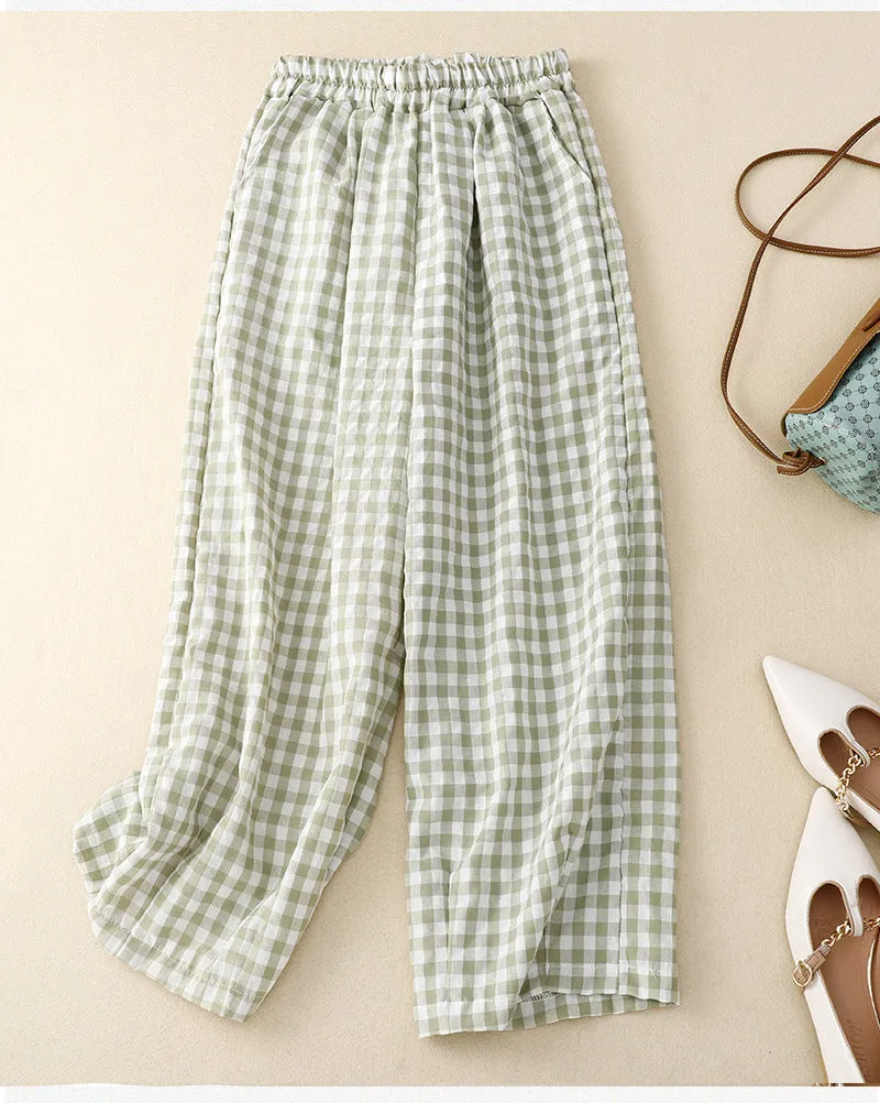 Cotton and Linen Vintage Plaid Set