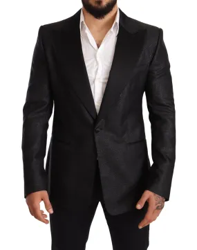 Dolce & Gabbana Elegant Black Metallic Slim Fit Blazer Jacket