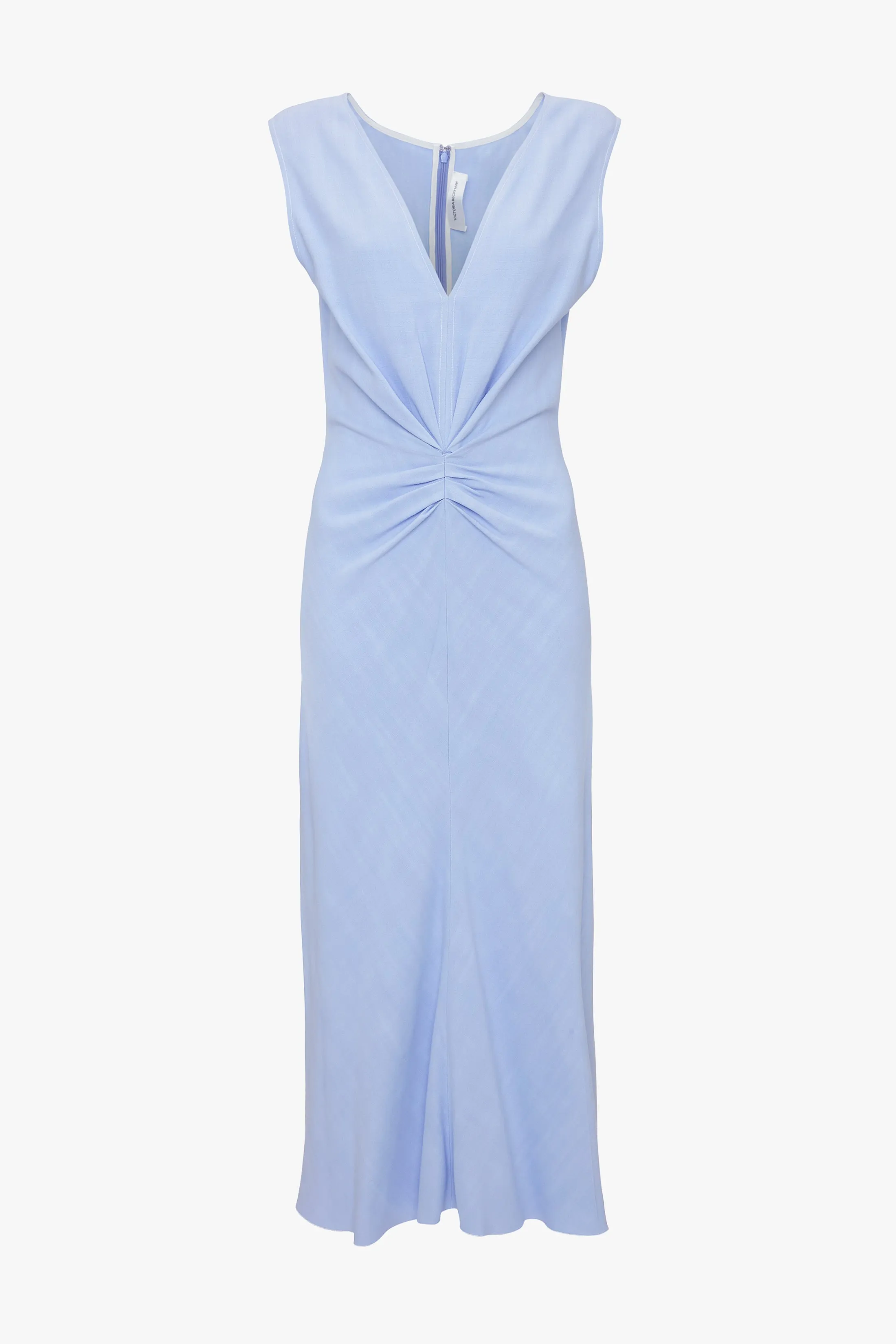 Exclusive Sleeveless Gathered Waist Midi Dress In Frost