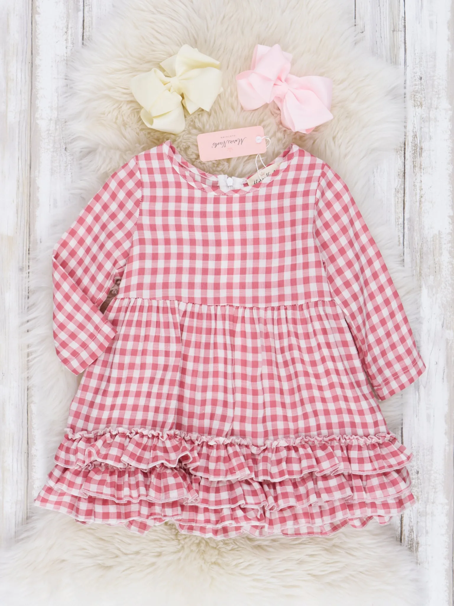 Fall Gingham Tiered Ruffle Dress