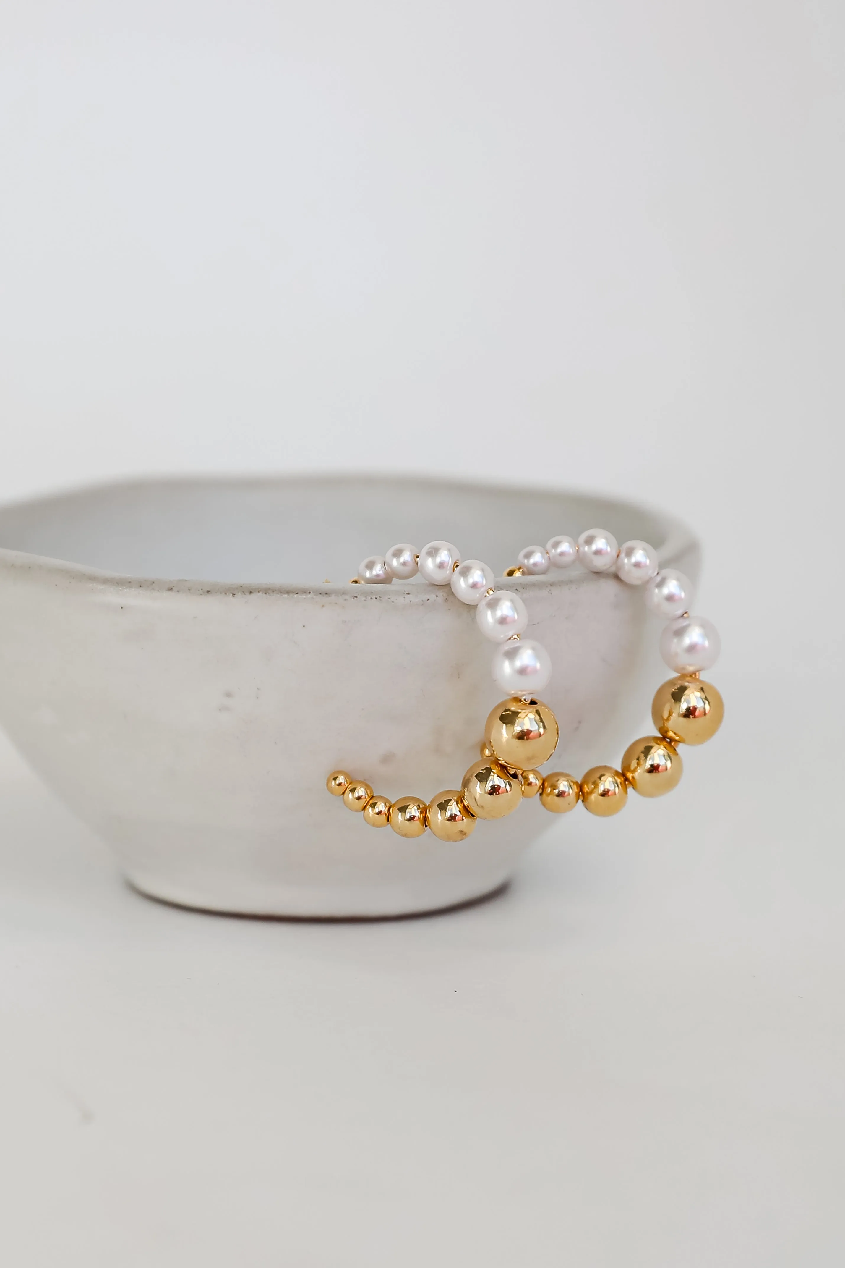 FINAL SALE - Zoey Gold Pearl Hoop Earrings