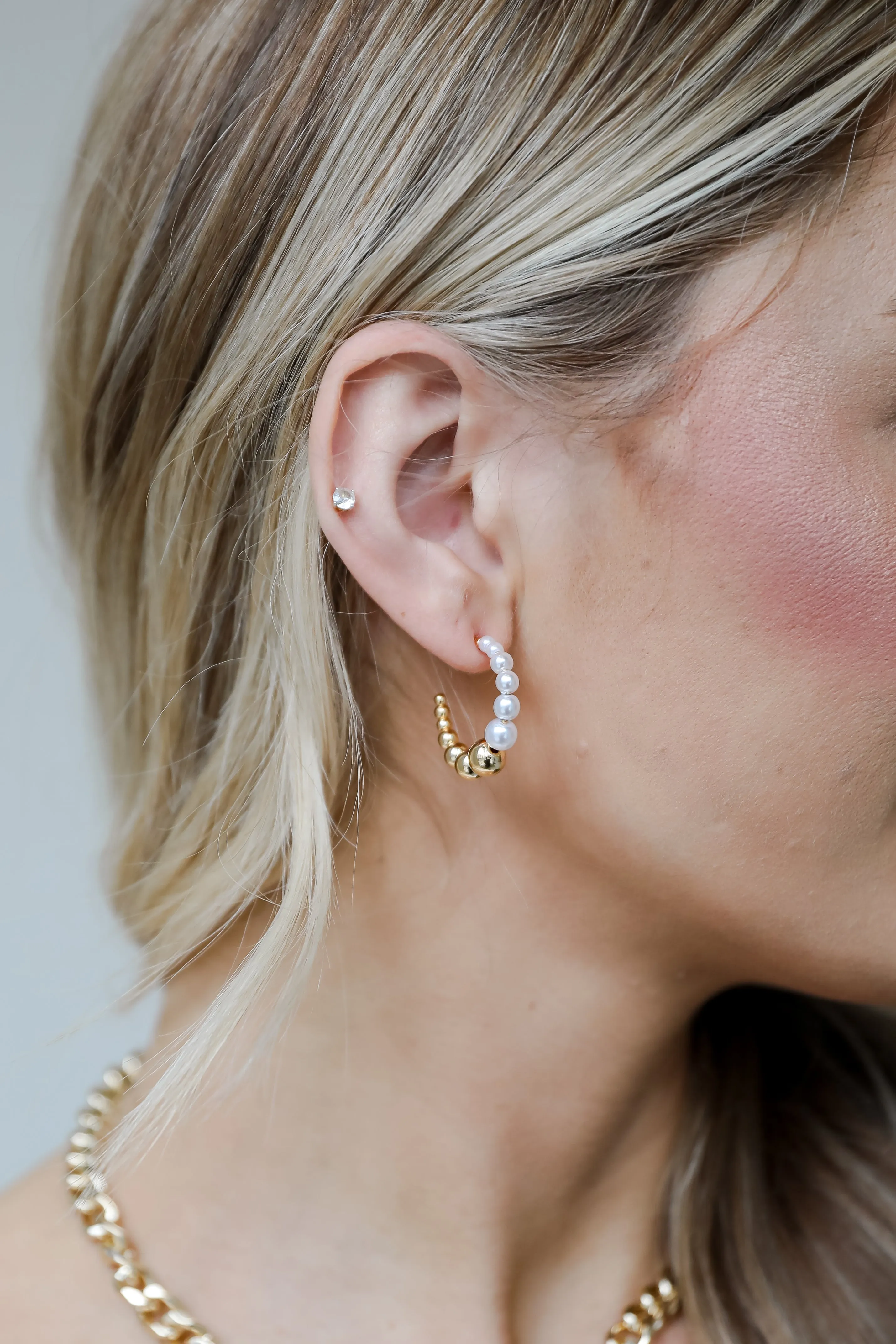 FINAL SALE - Zoey Gold Pearl Hoop Earrings