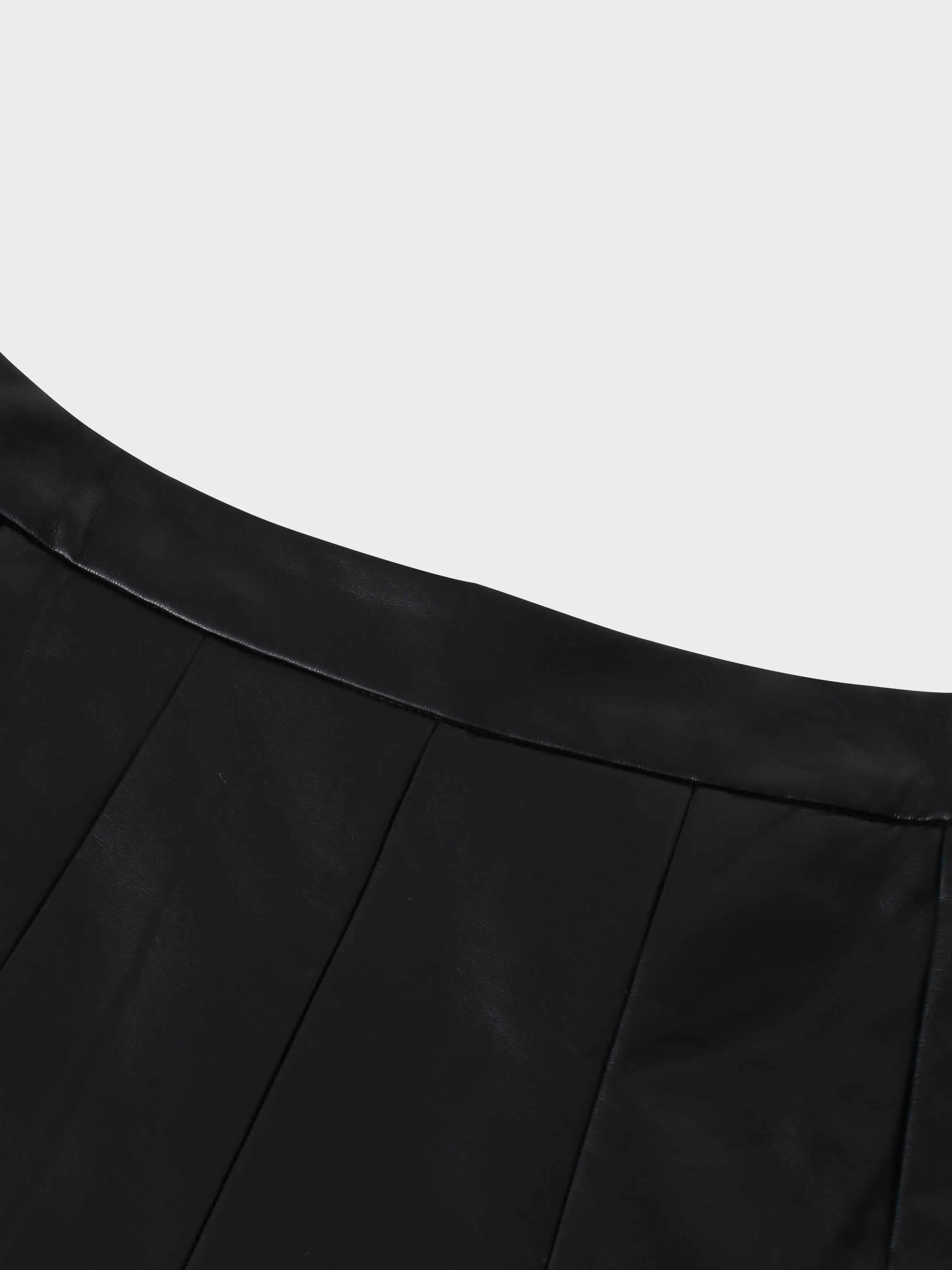 Flare Leather Skirt 27"-Black