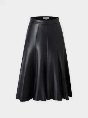 Flare Leather Skirt 27"-Black