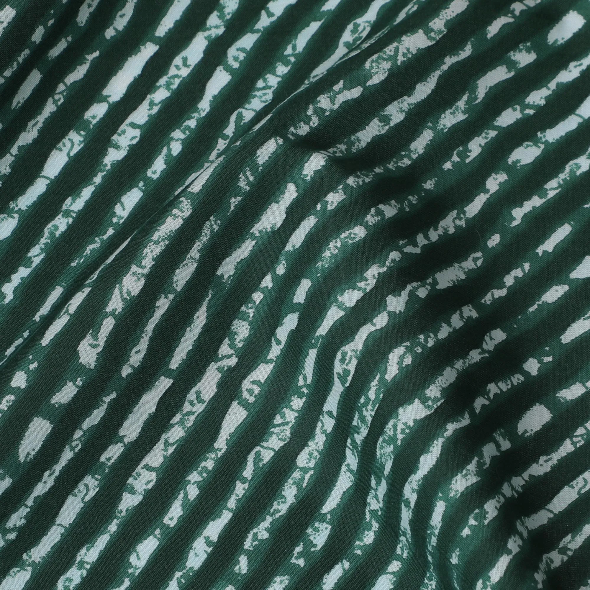 Forest Green and White Striped Cotton Lawn Fabric - 110 cm Width-D19975