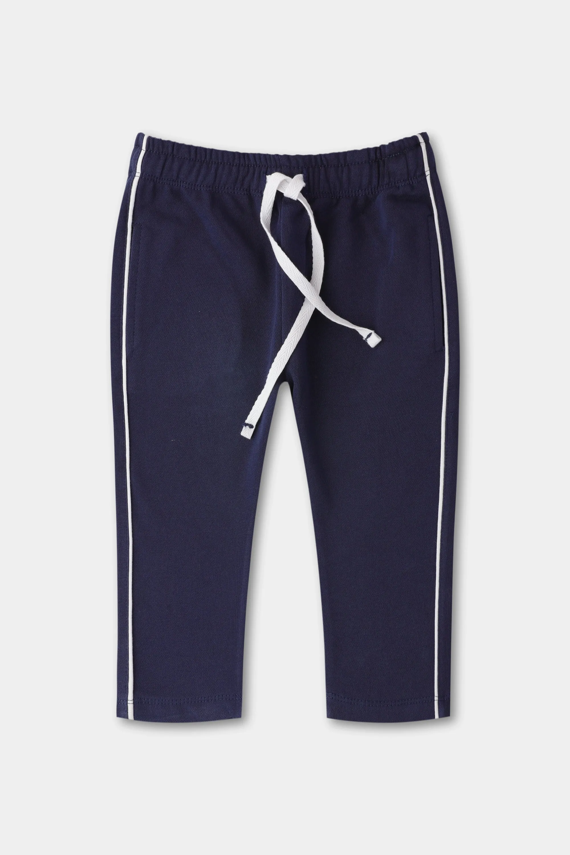 Girls' Ink Blue Piped Terry Trousers