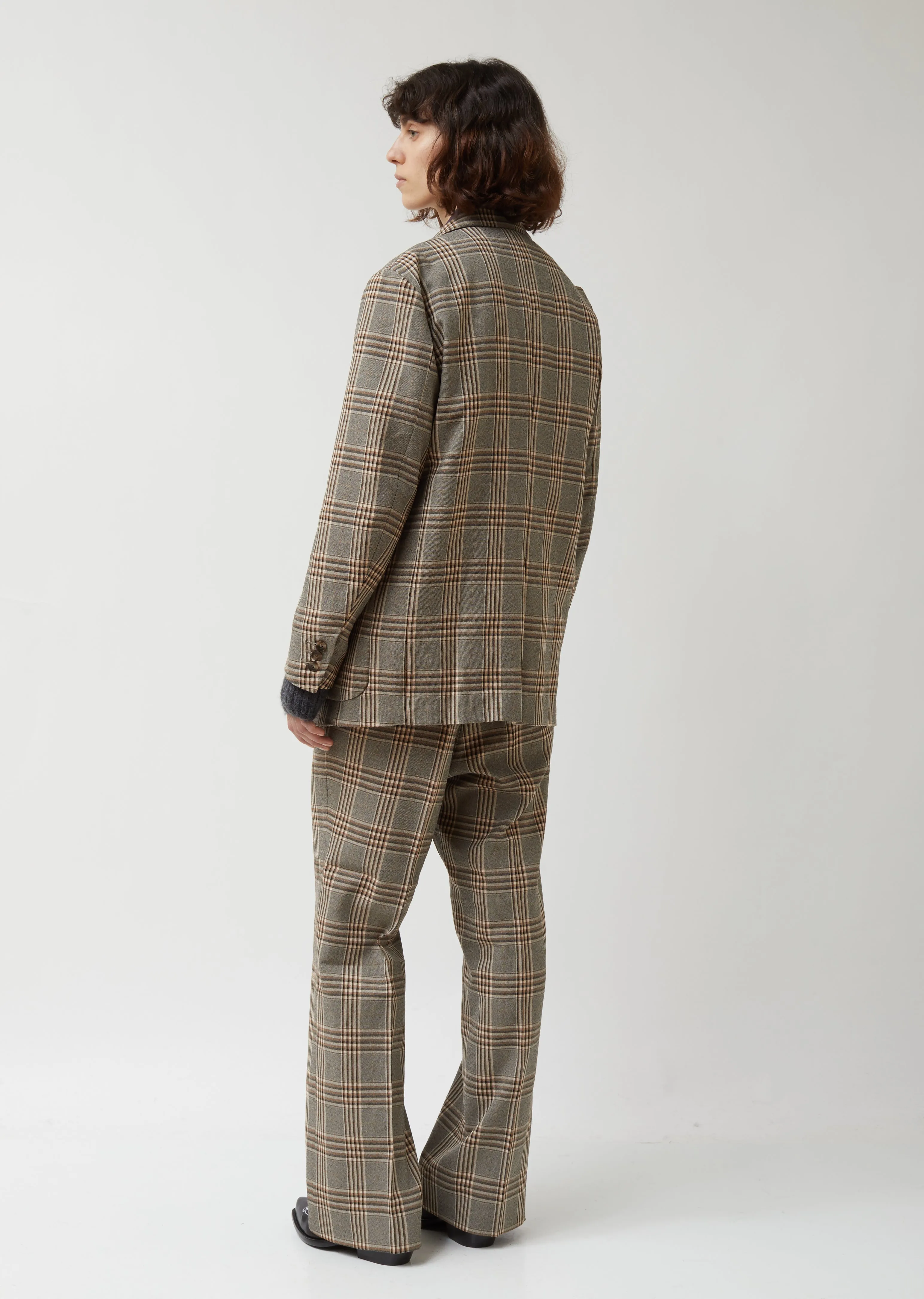 Graph Plaid Twill Peaked Lapel 1B Jacket