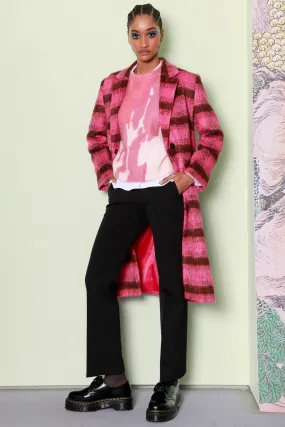 Heavy Wool Pink Plaid Coat