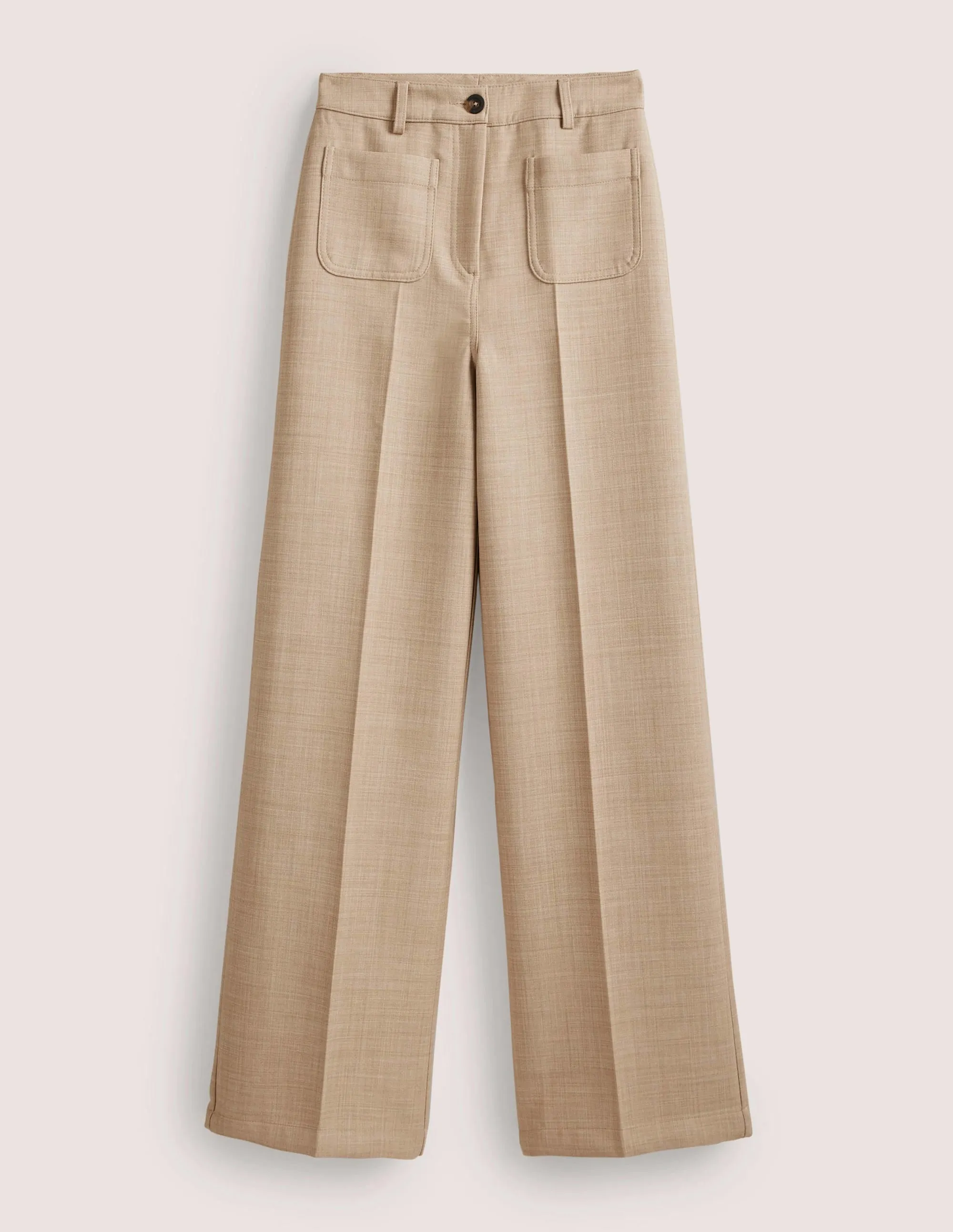 High Rise Wide Leg Trousers-Oatmeal Marl