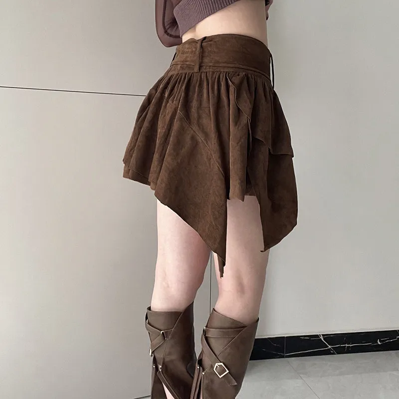 Jesse Multi Layer Retro Mini Skirt with Belt