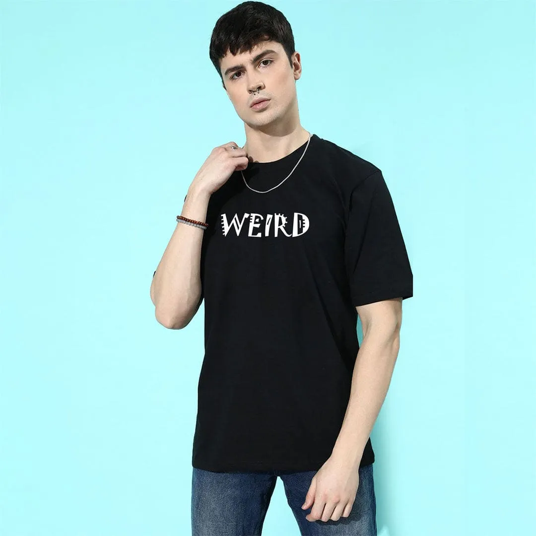 Jupiter Men's Oversized Off Shoulder Weird Print Tee Shirt