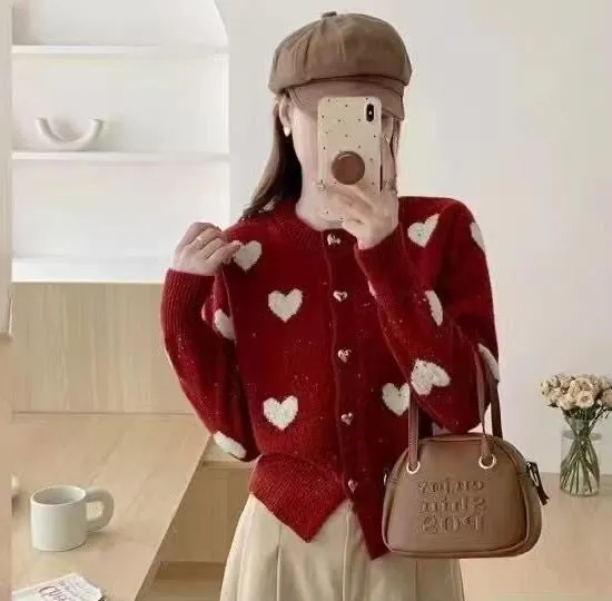 Kiana Cute Woolen Sweater with Heart Detail