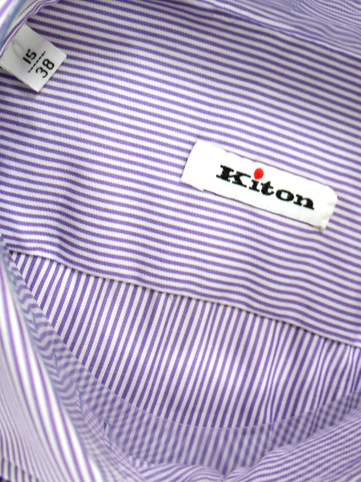 Kiton Dress Shirt White Lilac Stripes 38 - 15 SALE