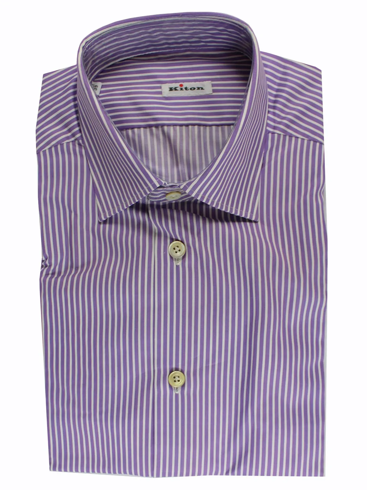 Kiton Dress Shirt White Purple Stripes 38 - 15 SALE