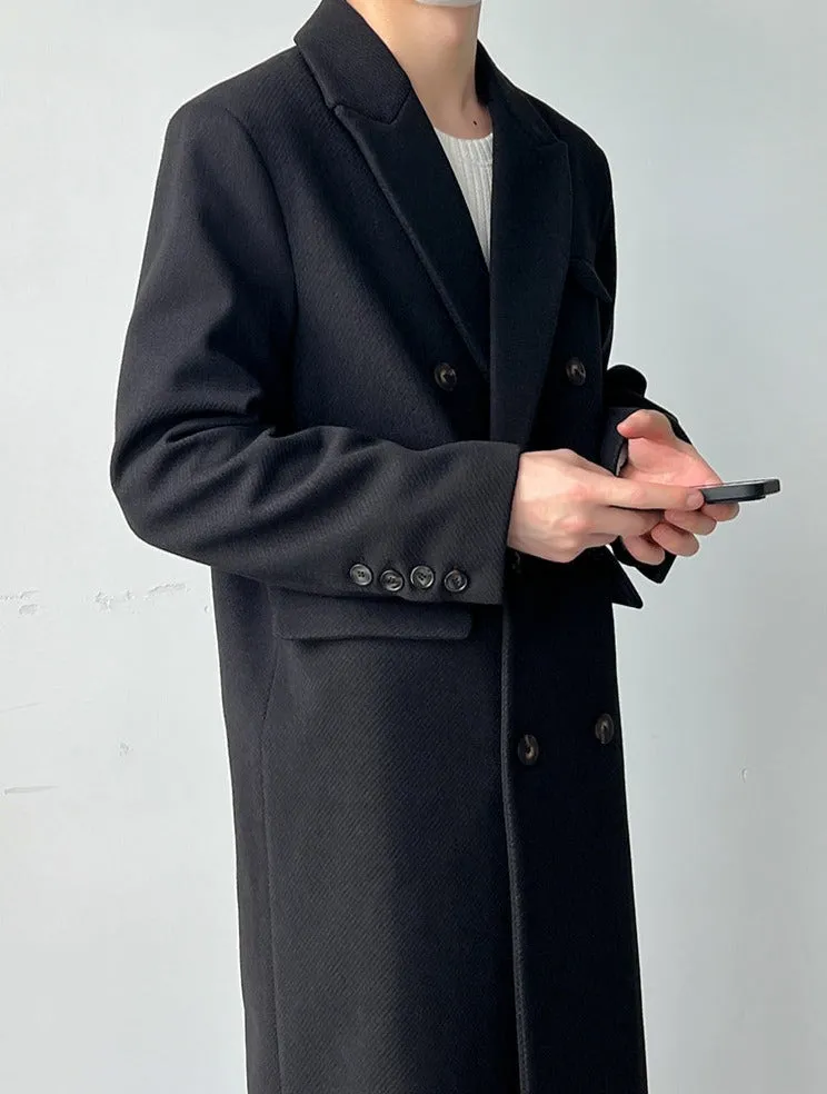 [Korean Style] 2 Colors Wool Double Long Coats