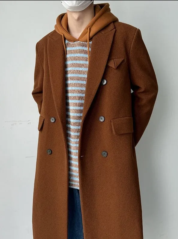 [Korean Style] 2 Colors Wool Double Long Coats