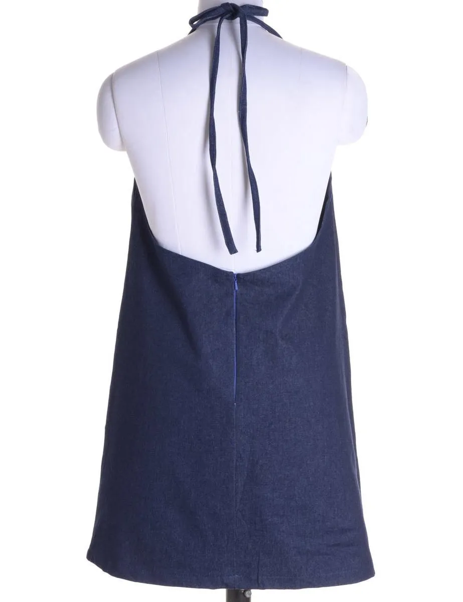 Label Erin Denim Halter Neck Dress