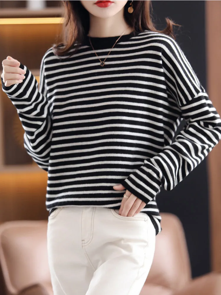 Margaret Cashmere Elegant Striped Women Sweater