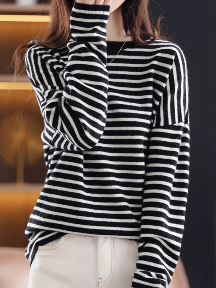 Margaret Cashmere Elegant Striped Women Sweater