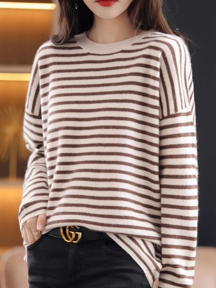 Margaret Cashmere Elegant Striped Women Sweater