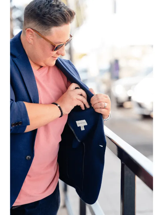 Navy Casual Knit Blazer