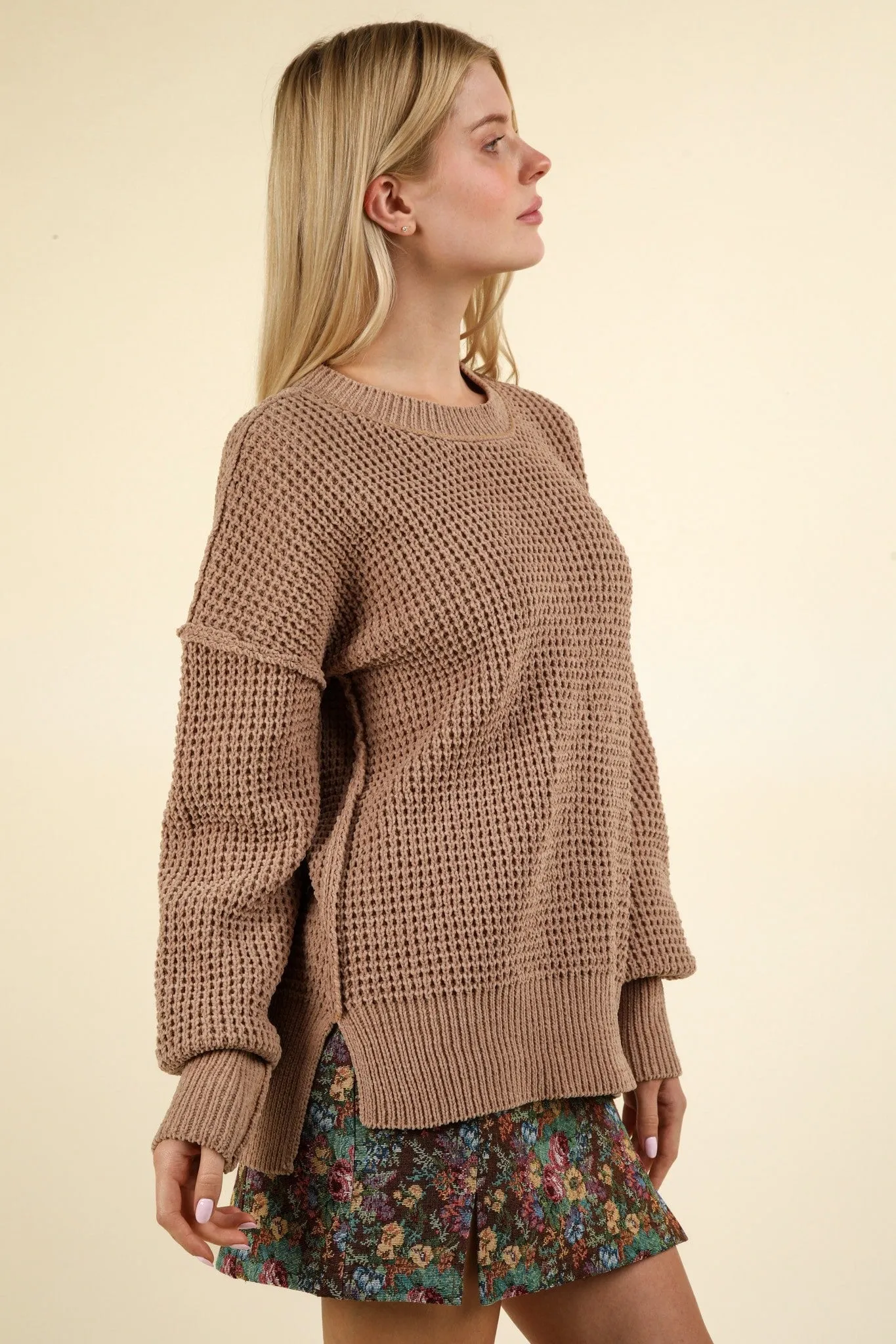 Oversized Knit Sweater Pullover Top