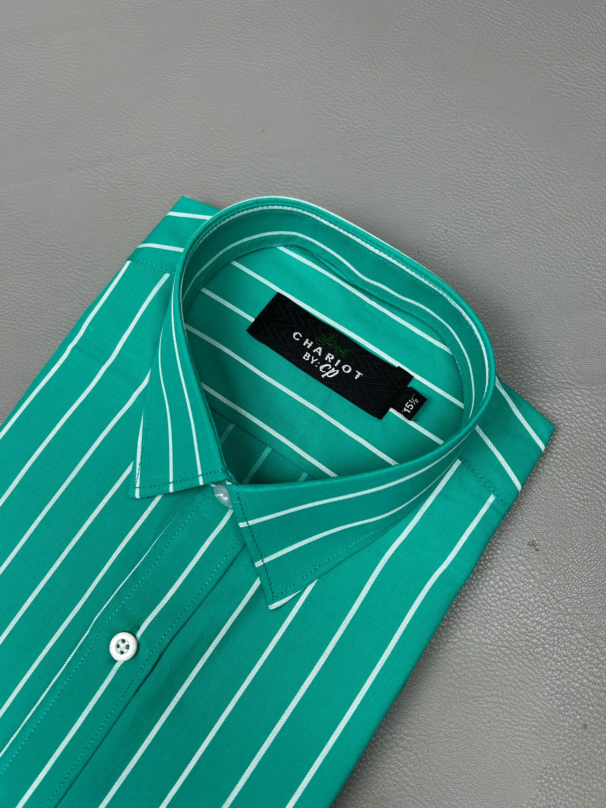 Persian Green Lines Formal Dress Shirt For Men MFS177