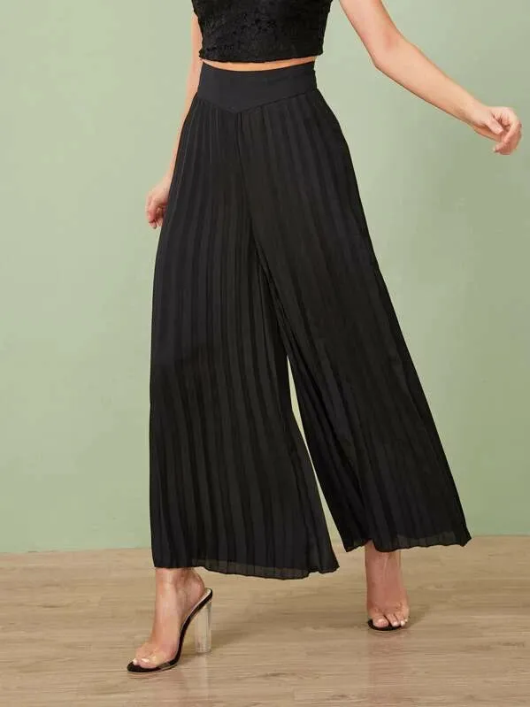 Pleated Wide-Leg Trousers