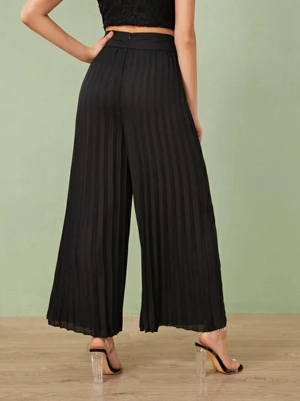 Pleated Wide-Leg Trousers