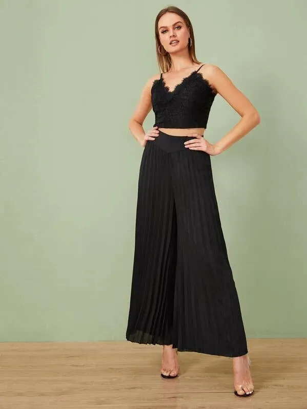 Pleated Wide-Leg Trousers