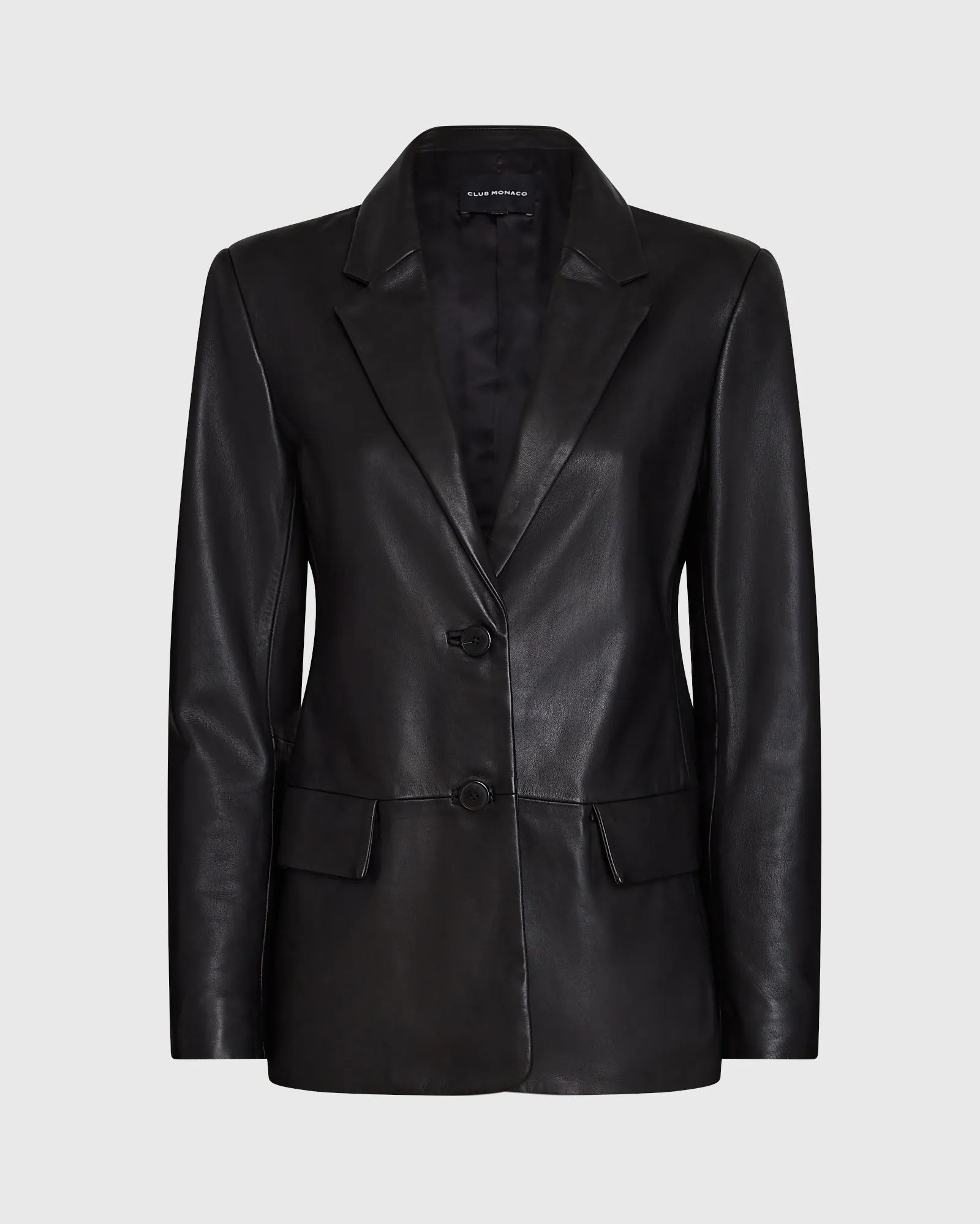 Single-Breasted Leather Blazer