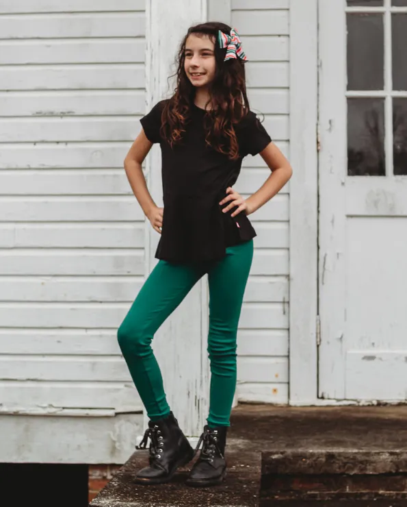 Soft Fleece Stretch Leggings| Forest Green