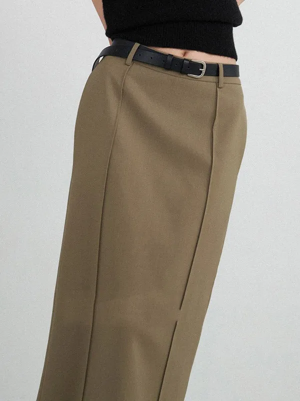 Solid Color Split-Back High Waisted Loose Skirts Bottoms