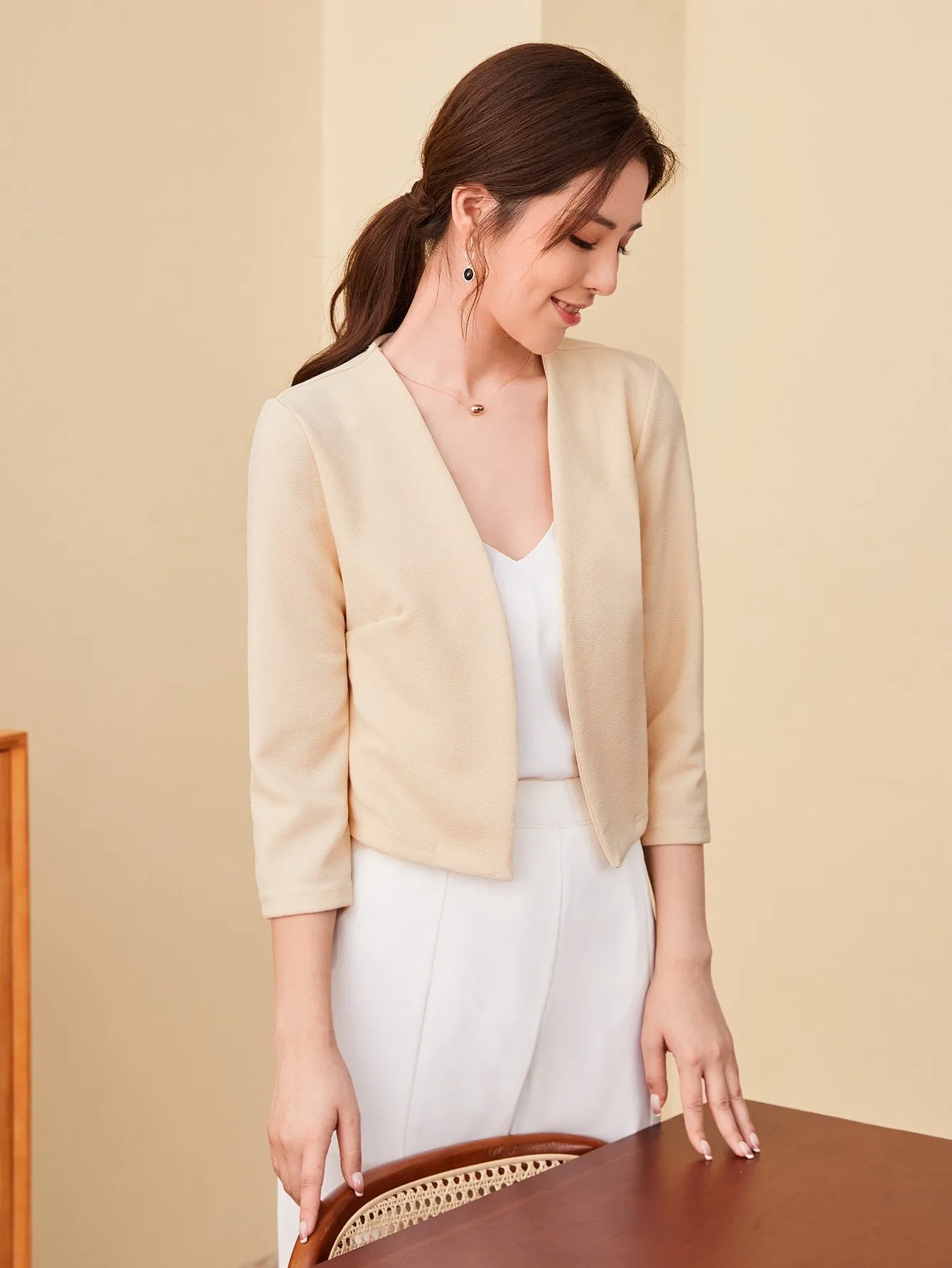 Solid Open Front Blazer