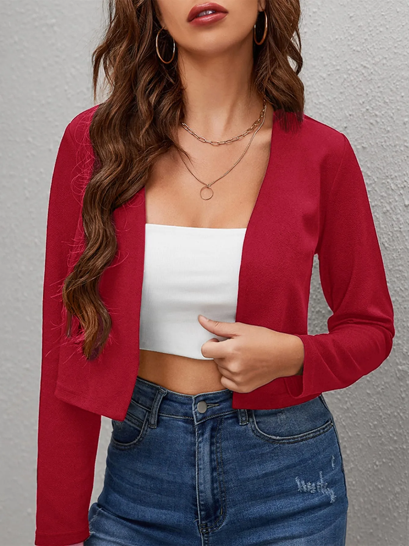 Solid Open Front Blazer