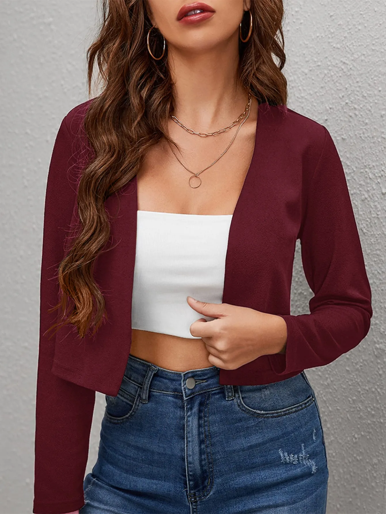 Solid Open Front Blazer