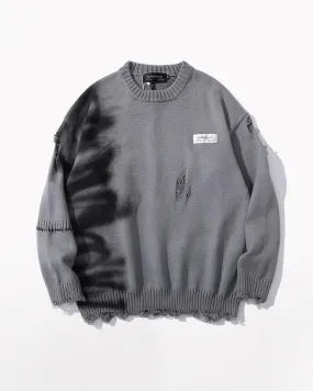 Streetwear Graffiti Tattered Sweater